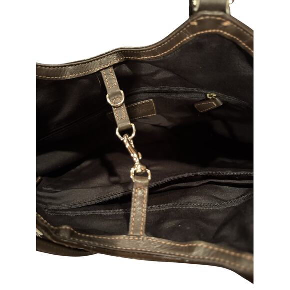 Coach Signature canvas tote bag with snake skin leather trim and leather strap - Picture 2 of 12
